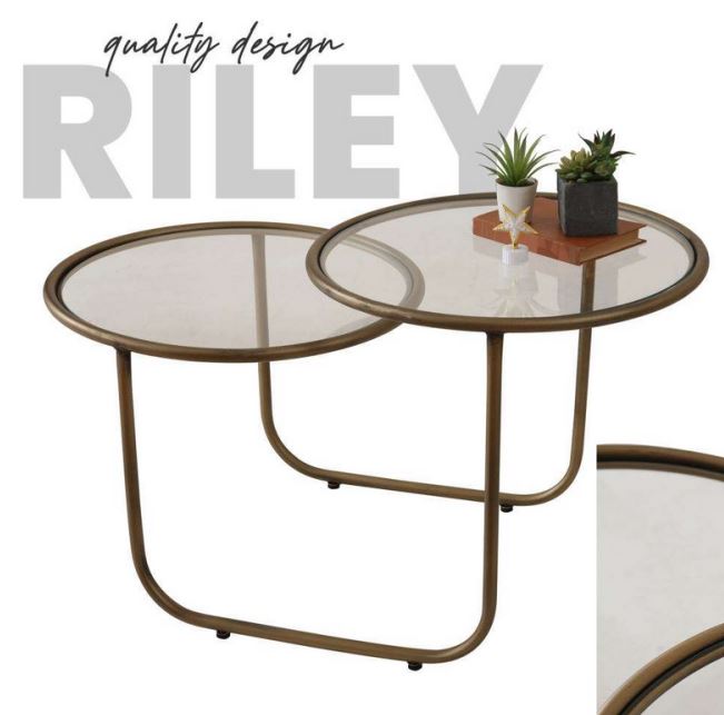 Railey Coffee Table(Top Glass-Metal Base )